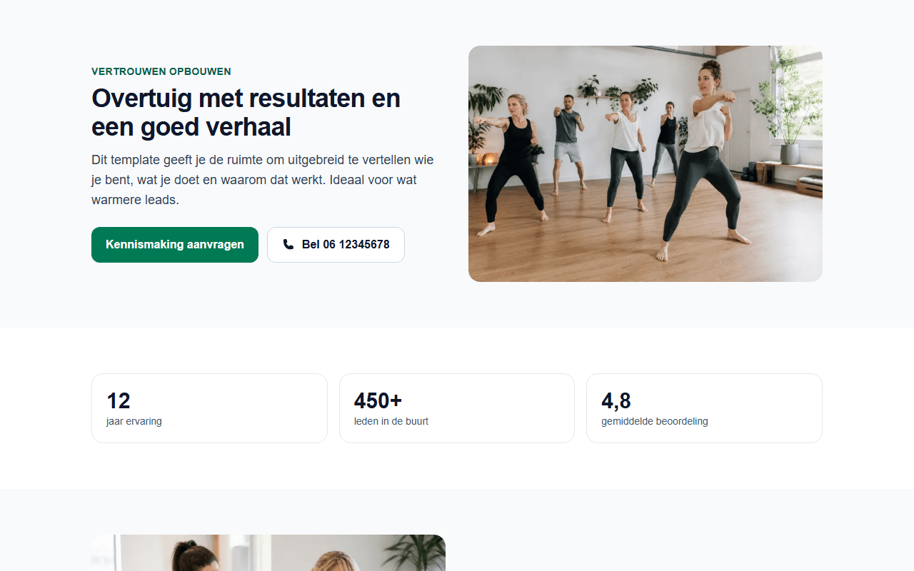 Voorbeeld van de template Verhaal en bewijs
