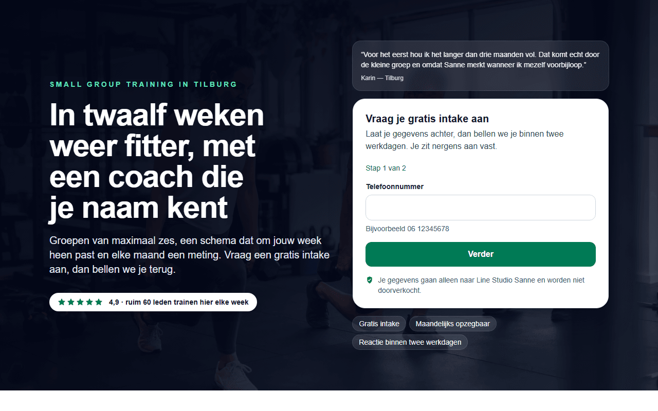 Voorbeeld van de template Sanne Demo